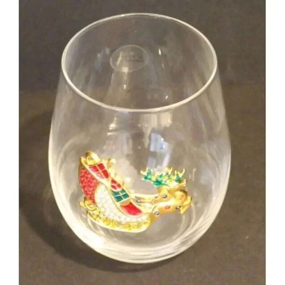 NEW Party Drinking Glass Santa On His Sleigh Water Glass Wine Glass Cocktail